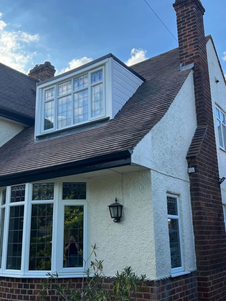 This is a photo of a dormer window which has just had some repairs carried out where the roof and the dormer meet. Works carried out by Enderby Roofing Repairs